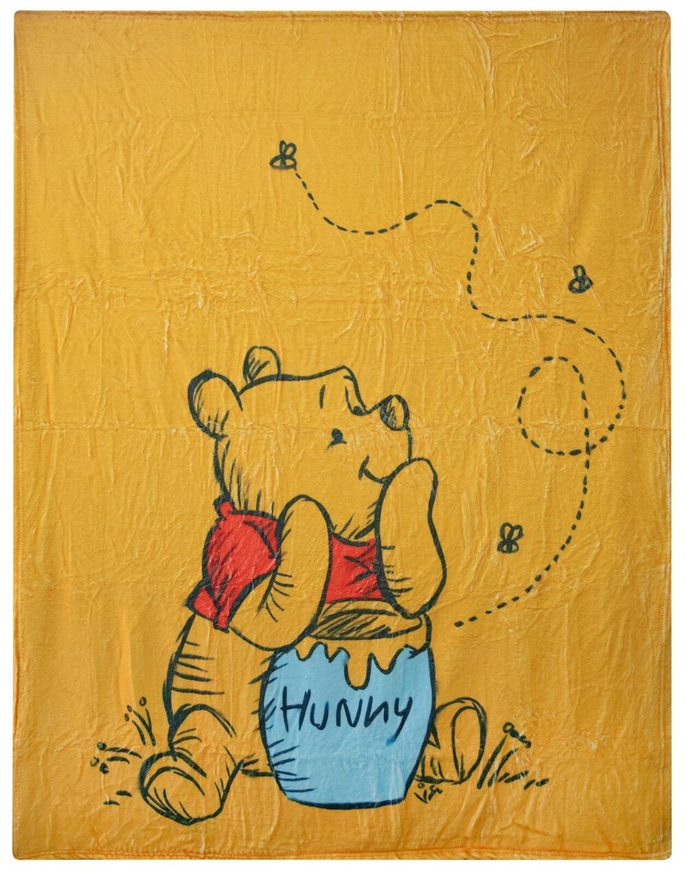 Winnie the Pooh Bear with Honey Throw Blanket 50" x 40" Super Soft - NEW